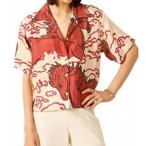 NEW ALIX OF BOHEMIA stevie rouge pegasus shirt in off-white